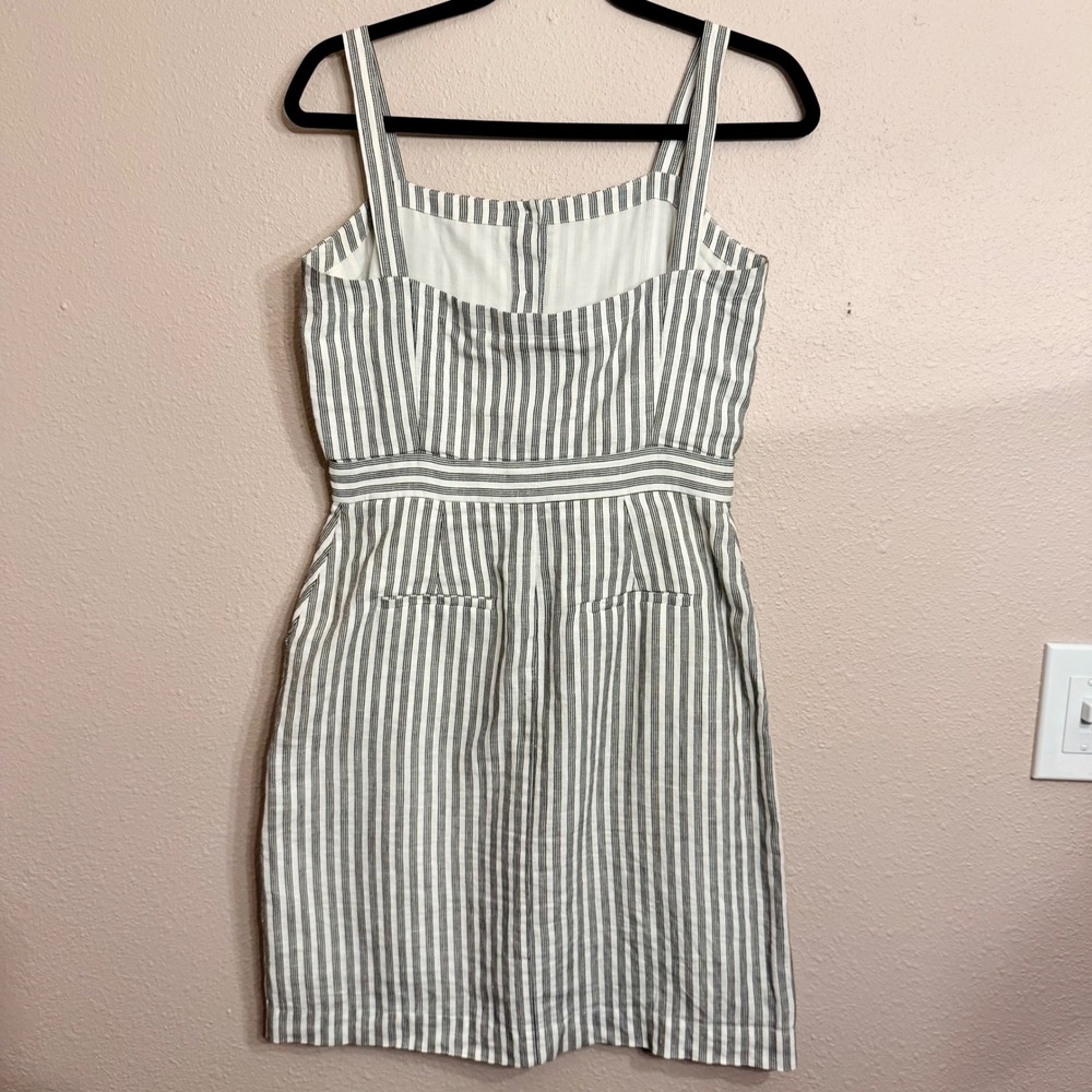 FRAME Striped Button Front Mini Dress Black White Sleeveless Pockets Women's S - Picture 2 of 6
